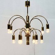 German vintage brass chandelier by Star Leuchten, 1970s.
