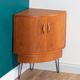 Retro Teak 1960s G Plan Fresco Corner Unit Bar Drinks Cabinet On Hairpin Legs