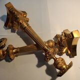 Pair of candlesticks in gilded bronze at the end of the 19th century