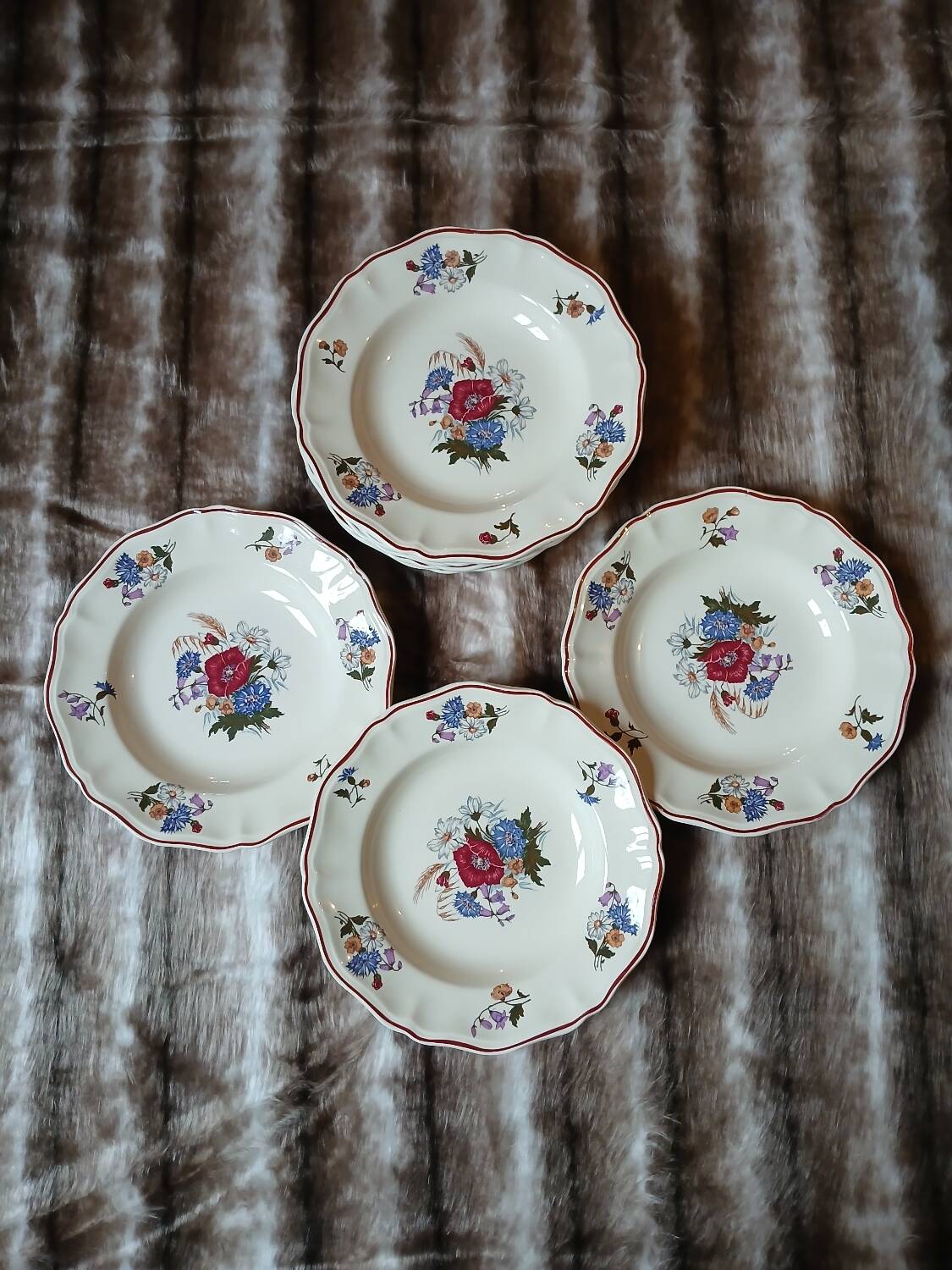 7 antique deep plates from Digoin and Sarreguemines