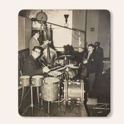 Jazz Band, 1940s b/w images on heavy wooden panels, 85 x 99 cm