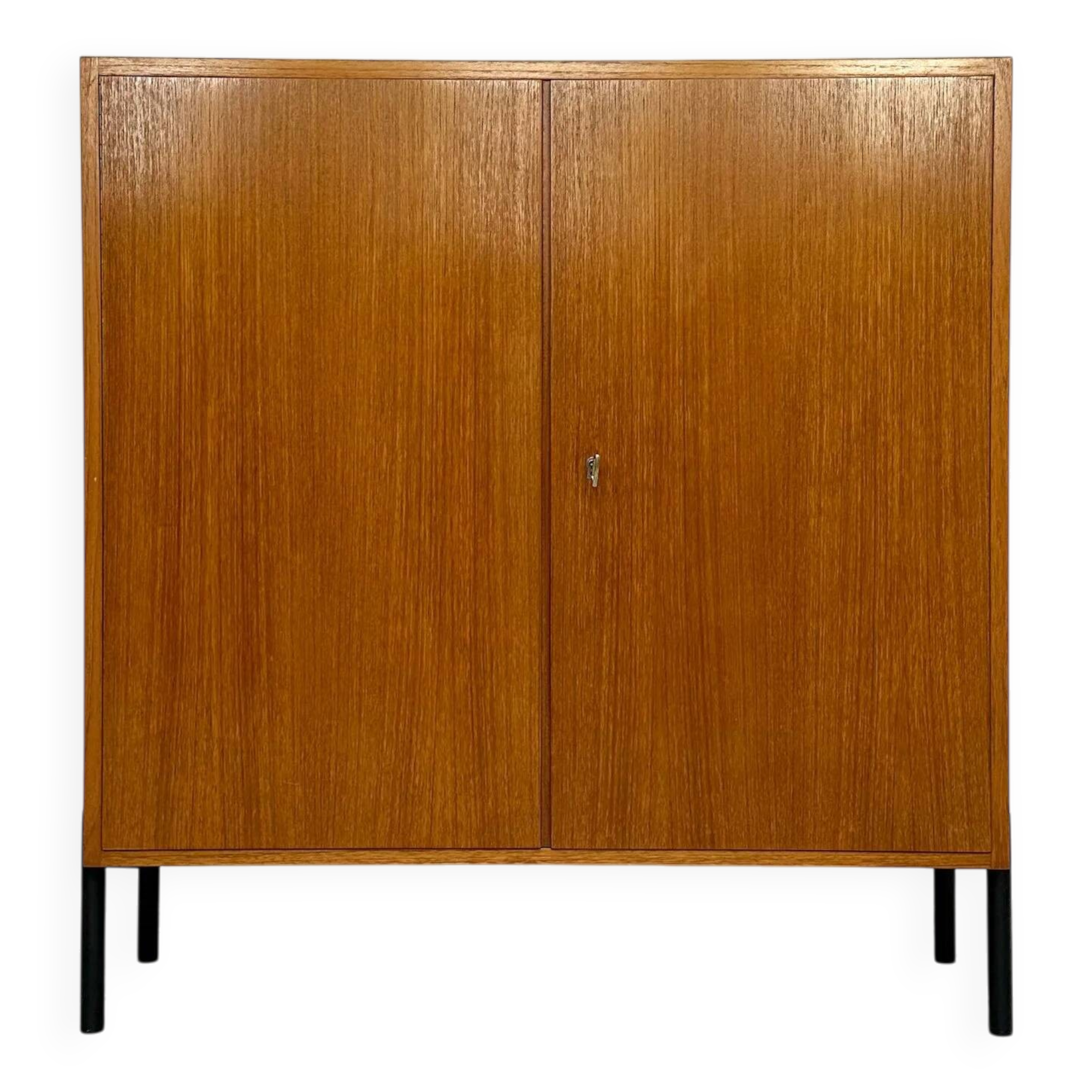 1960s Small Vintage Teak Cabinet with Metal Legs