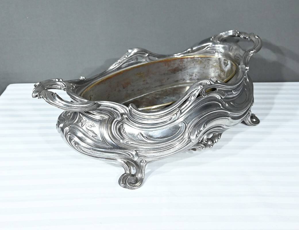 Silvered Bronze Planter, Victor Saglier, Art Nouveau – Late 19th Century