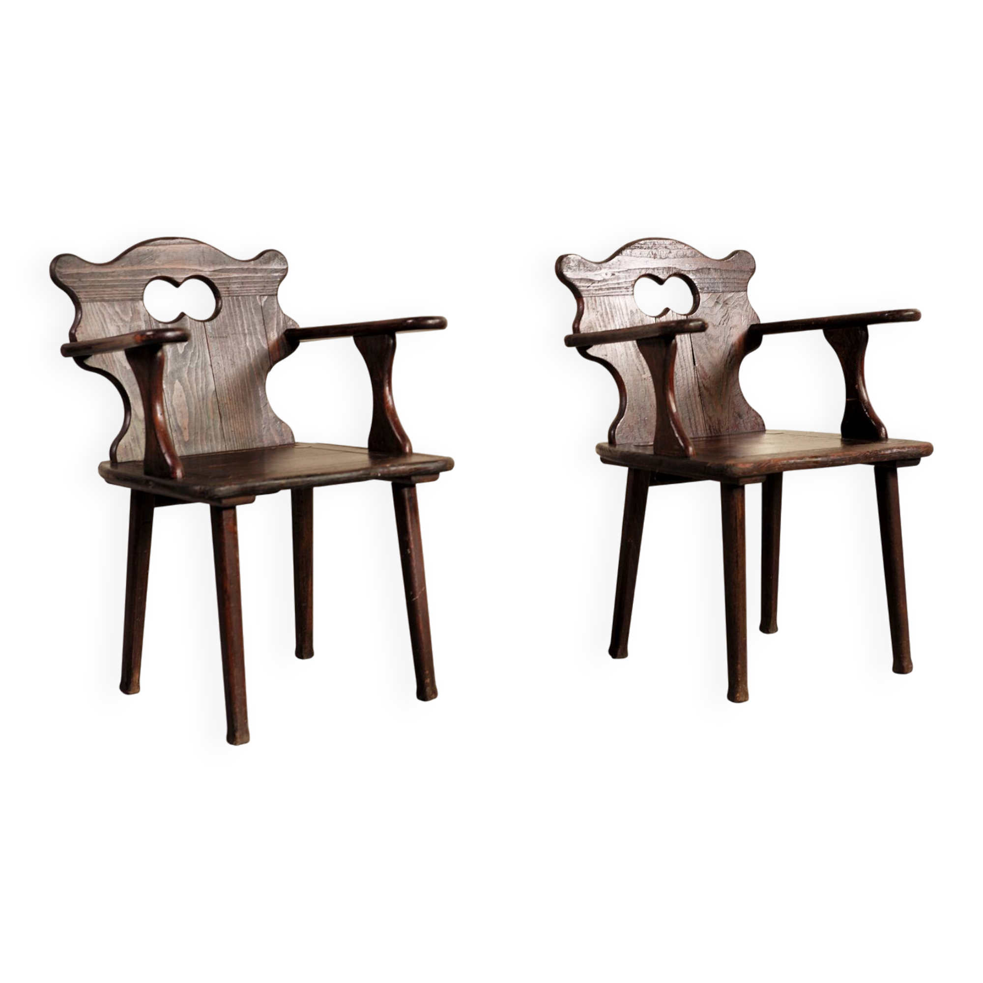 Pair of Savoyard armchairs, France 1950