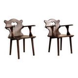 Pair of Savoyard armchairs, France 1950