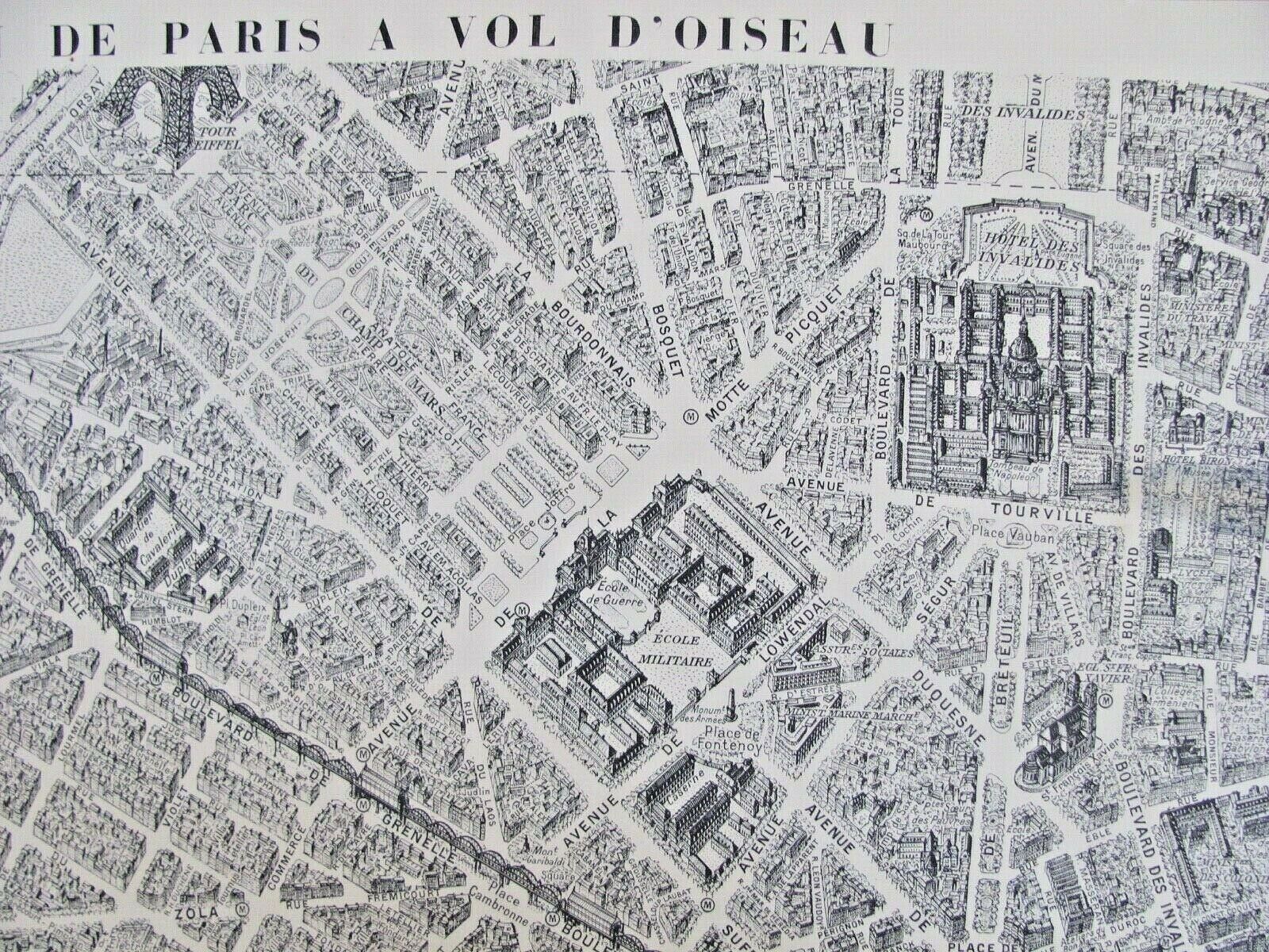 Plan Paris to Bird's Flight by Peltier: Issy les M. Les Invalides Le Champ de Mars, Montparnasse
