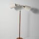 Scandinavian floor lamp in oak and brass, 50s