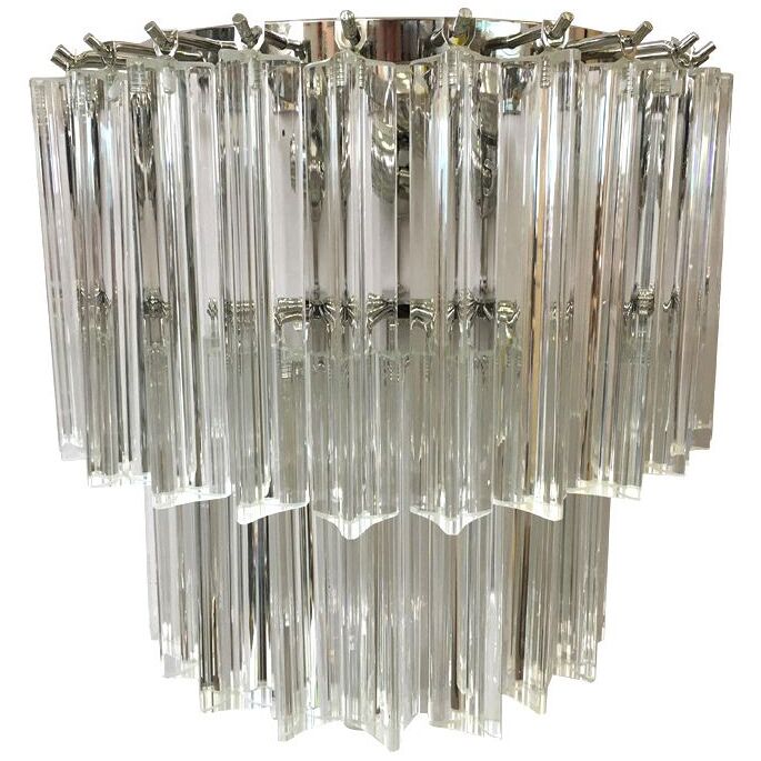 Transparent “Triedro” Murano glass wall sconce