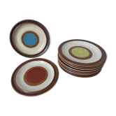 10 dessert plates in Denby enamelled stoneware made in England