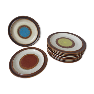 10 dessert plates in Denby enamelled stoneware made in England