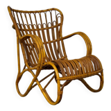 Vintage Rattan and Bamboo Easy Chair from Rohé, 1950s