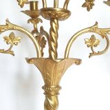 Paire de candélabres neogothique XIXe en bronze