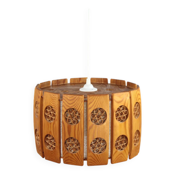 Suspension en pin avec des rosettes enroulées en bois – Suède, années 1970