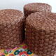 Vintage stool pouf in braided rope