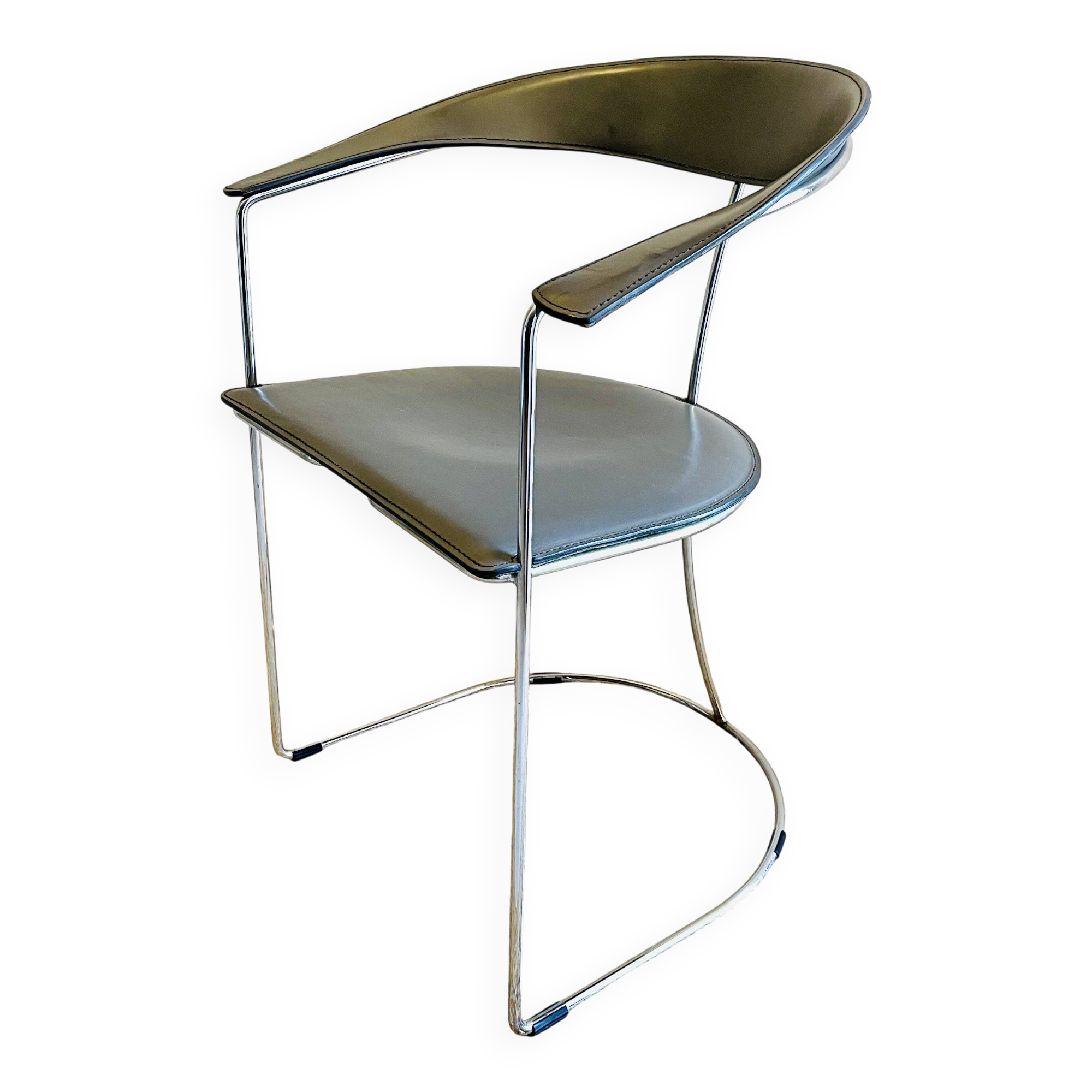 ARRBEN Ursula Vintage Design Armchair - Leather and Chrome - 1980s