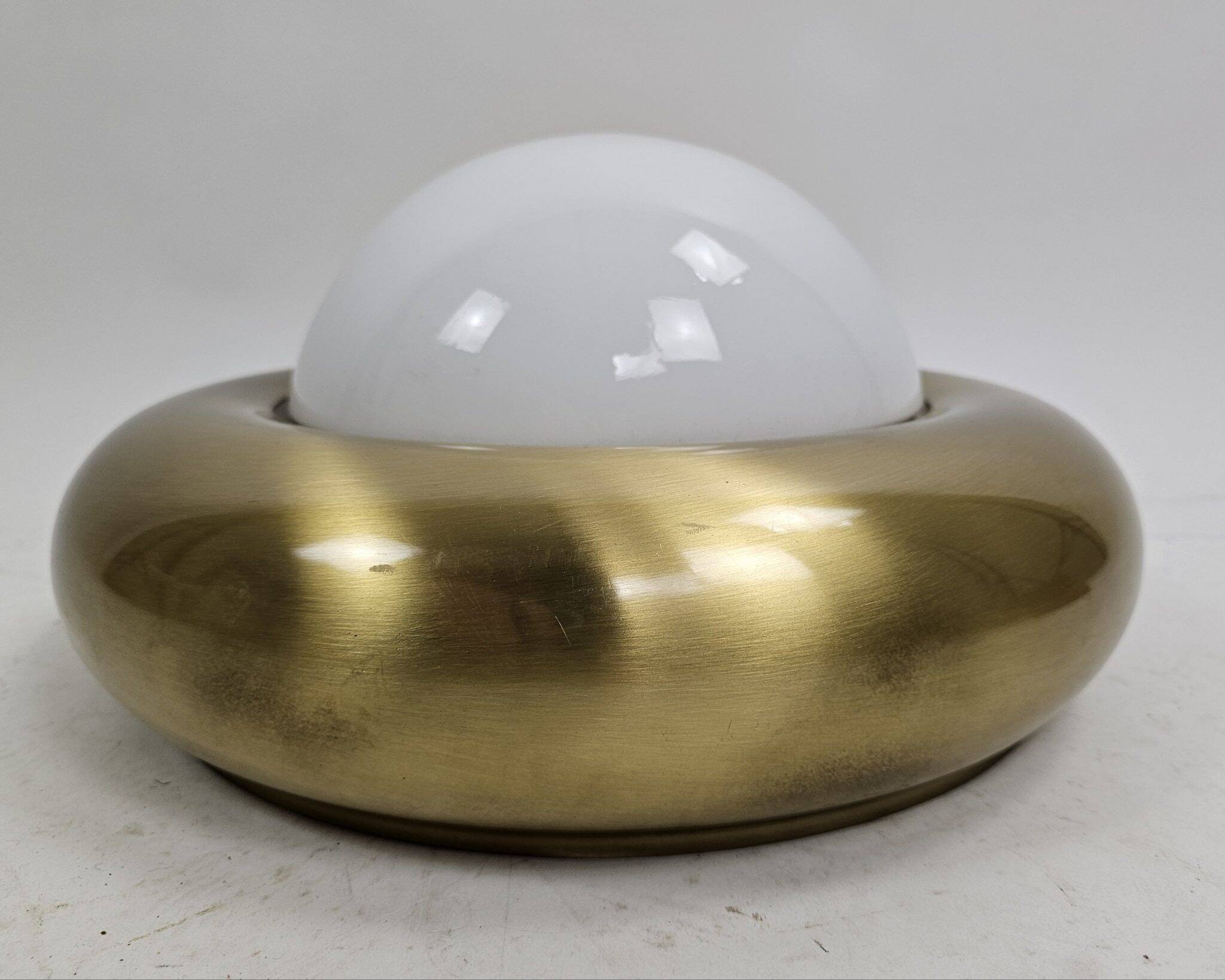 Wall lamp or ceiling lamp made of Valenti brass and frosted glass