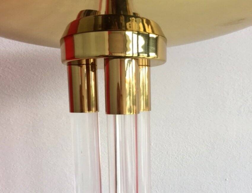 Acrylic and Brass Floor Lamp, Italy, 1970s