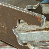 Mini-bench stool in old patinated solid wood