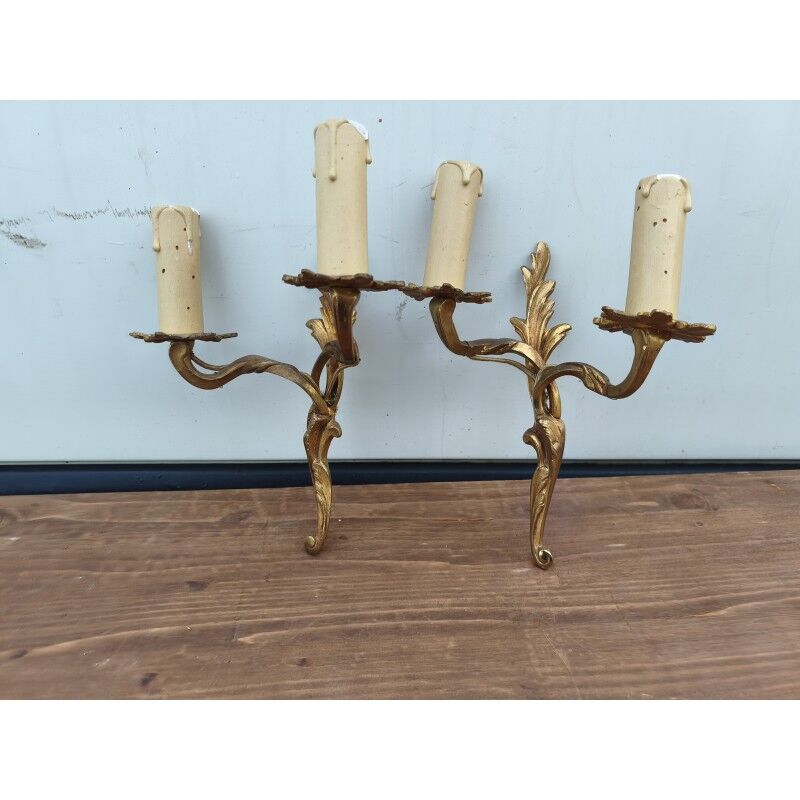 Pair of bronze wall sconces