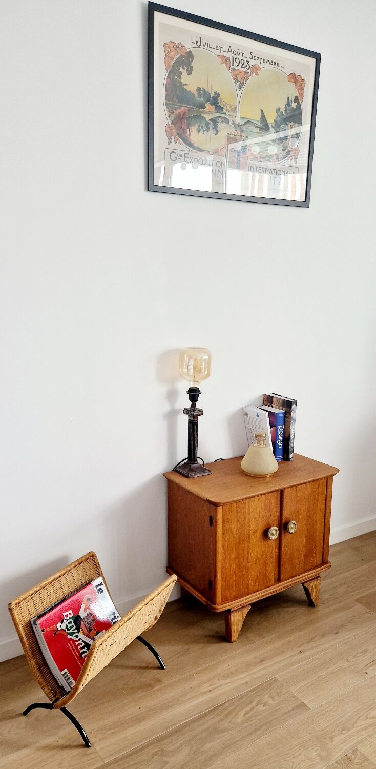 Low sideboard 2 doors art deco oak