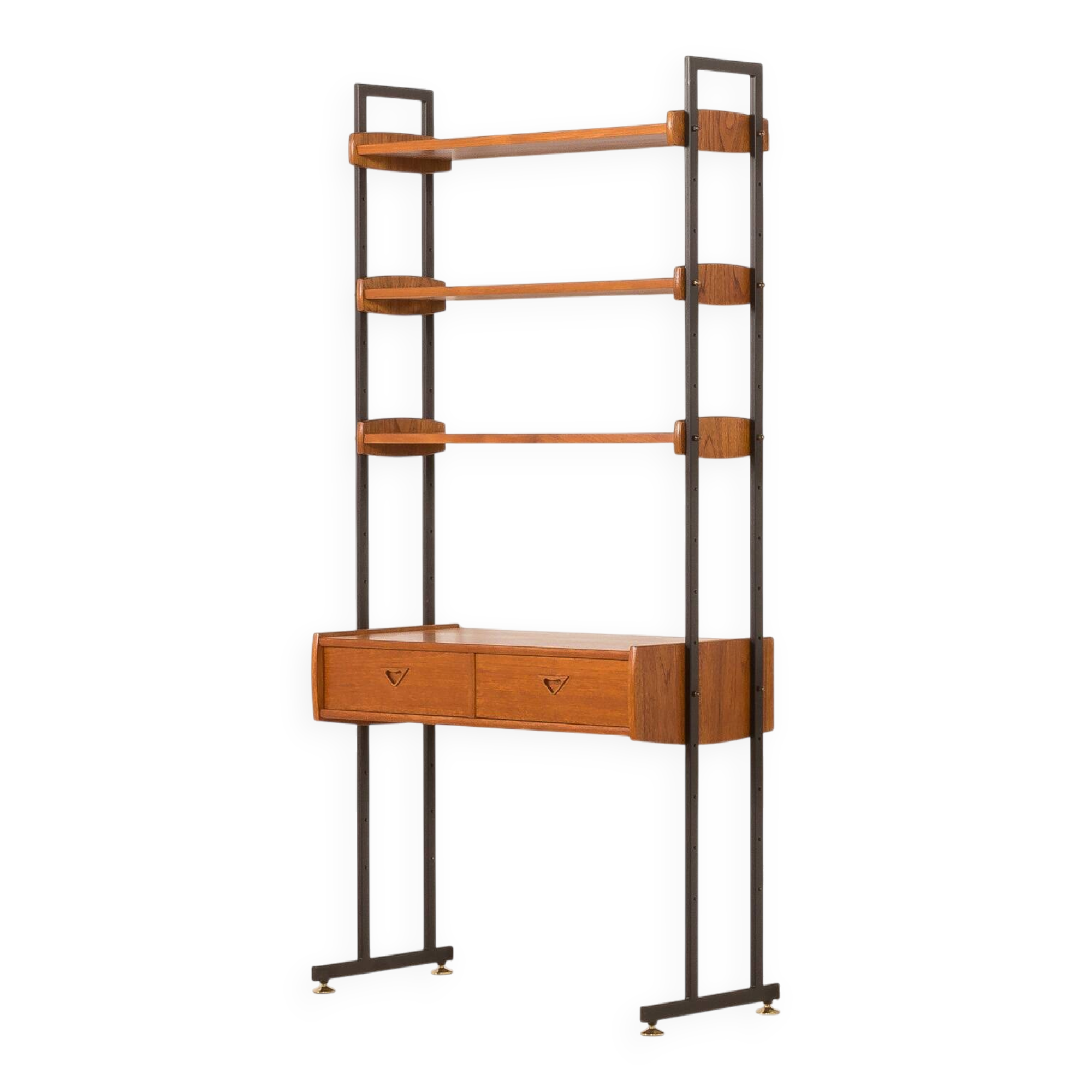Italian mid-century desk shelving unit in teak, 1960s