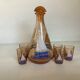 Old sailing decanter and 5 small matching liquor glasses