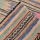 Tapis Kilim Vintage Rayé Pastel, Tons Doux, Motifs Ethniques, 174x256 Cm