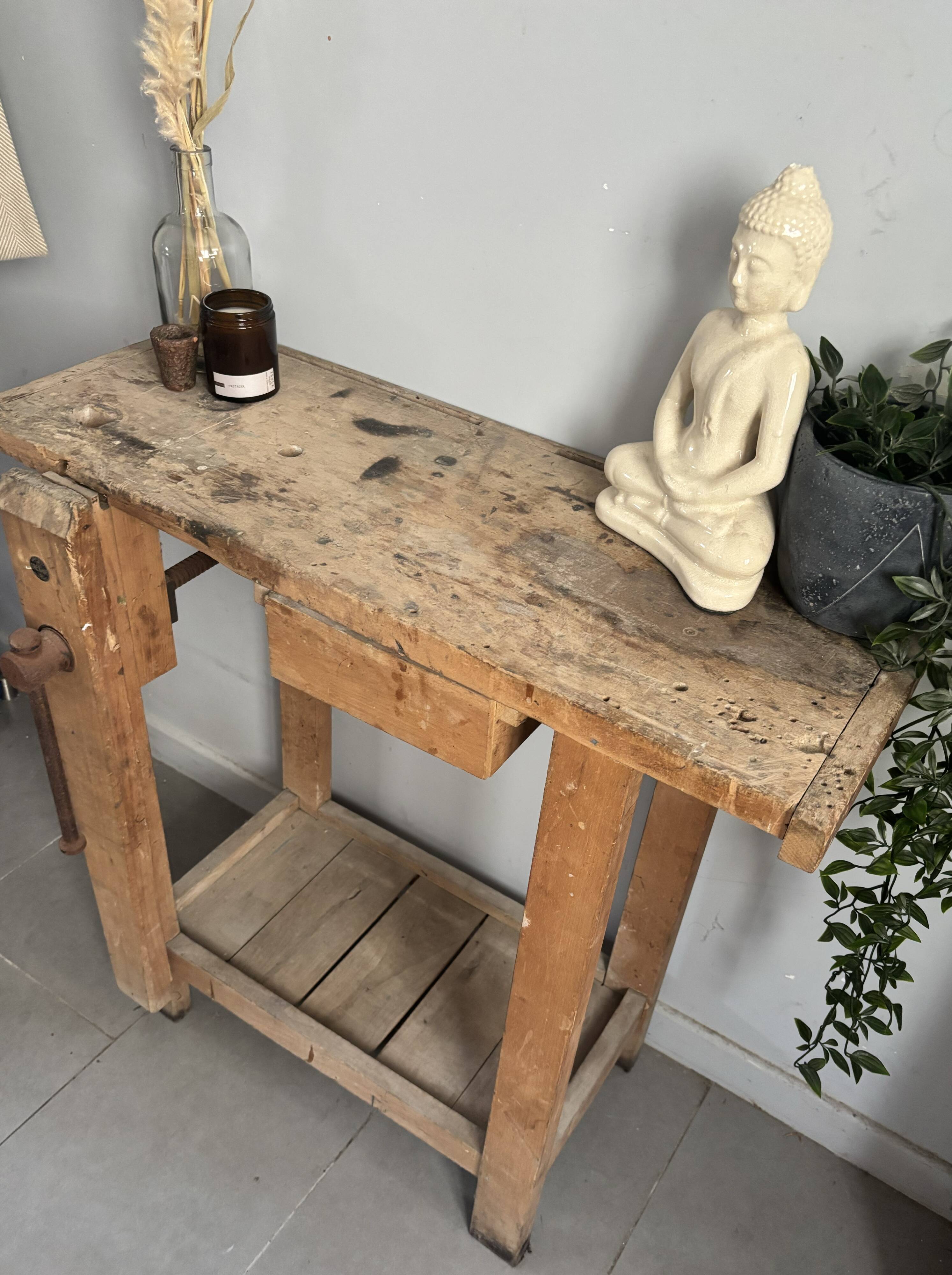Genuine vintage wooden workbench from the 1960s stamped Grenade.