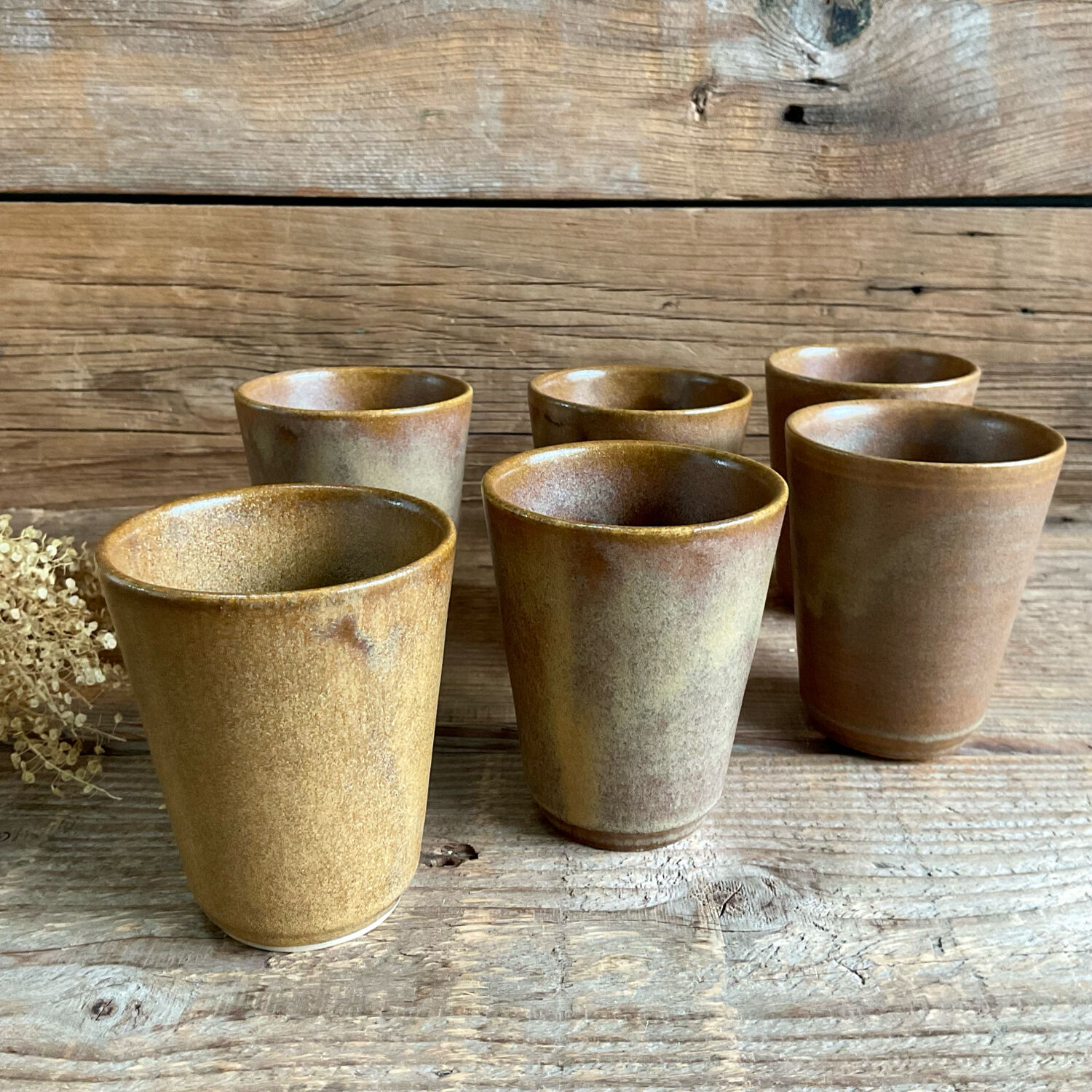 6 stoneware cups Digoin France