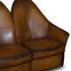 Modern Art leather sofa, restored, two-seater