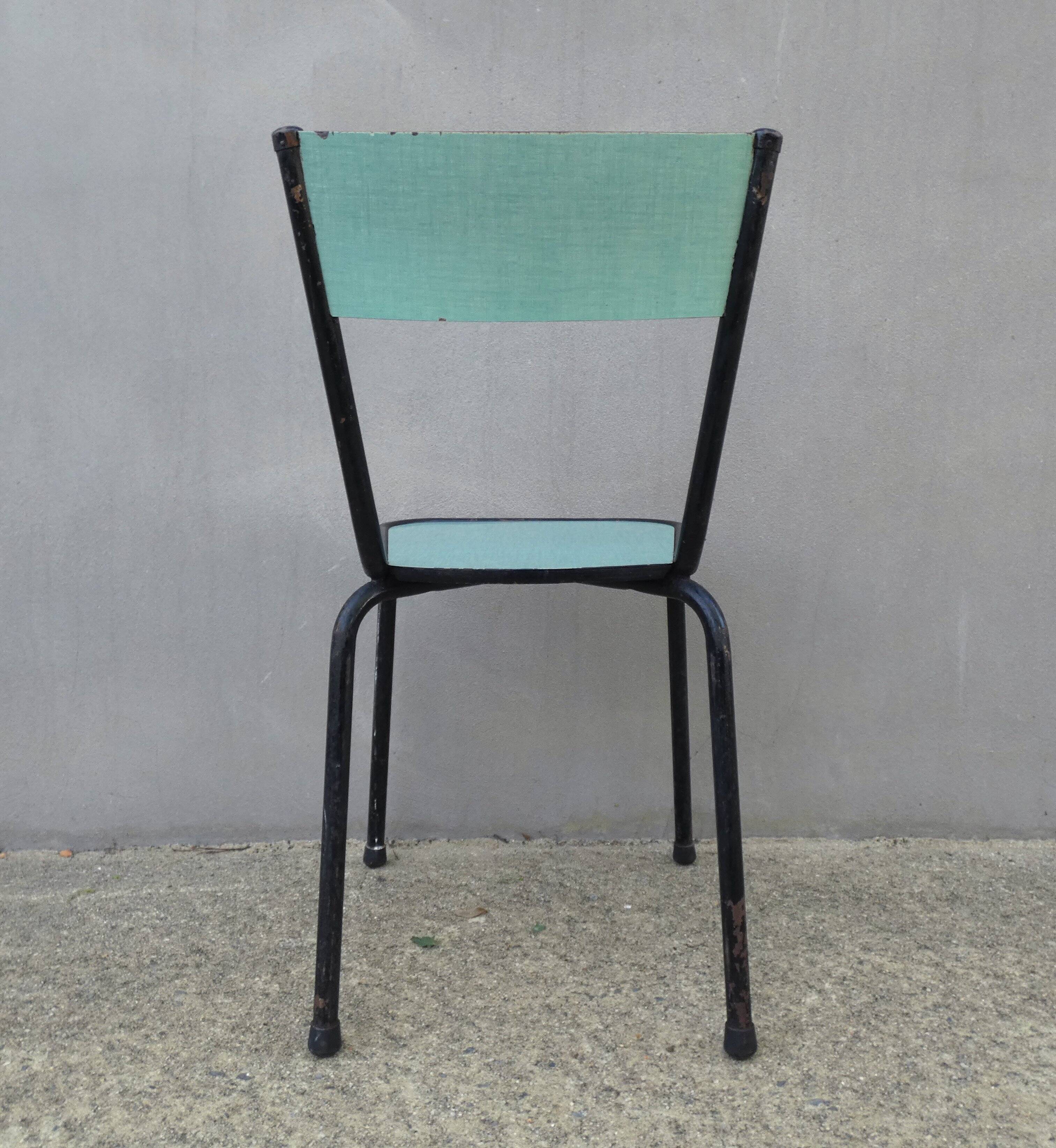 6 chaises en formica vert mint design vintage