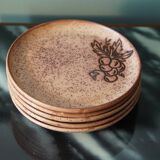 5 assiettes vintage en grès
