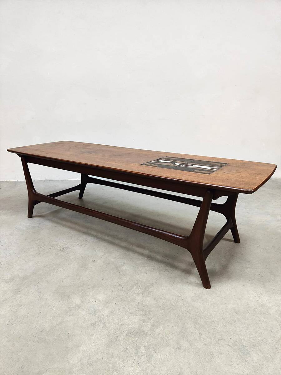 Vintage Dutch design Ravelli tile & teak coffee table Louis van Teeffel