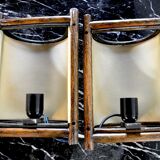 Pair of rattan wall lights France 1960