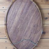 Vintage oval rattan mirror