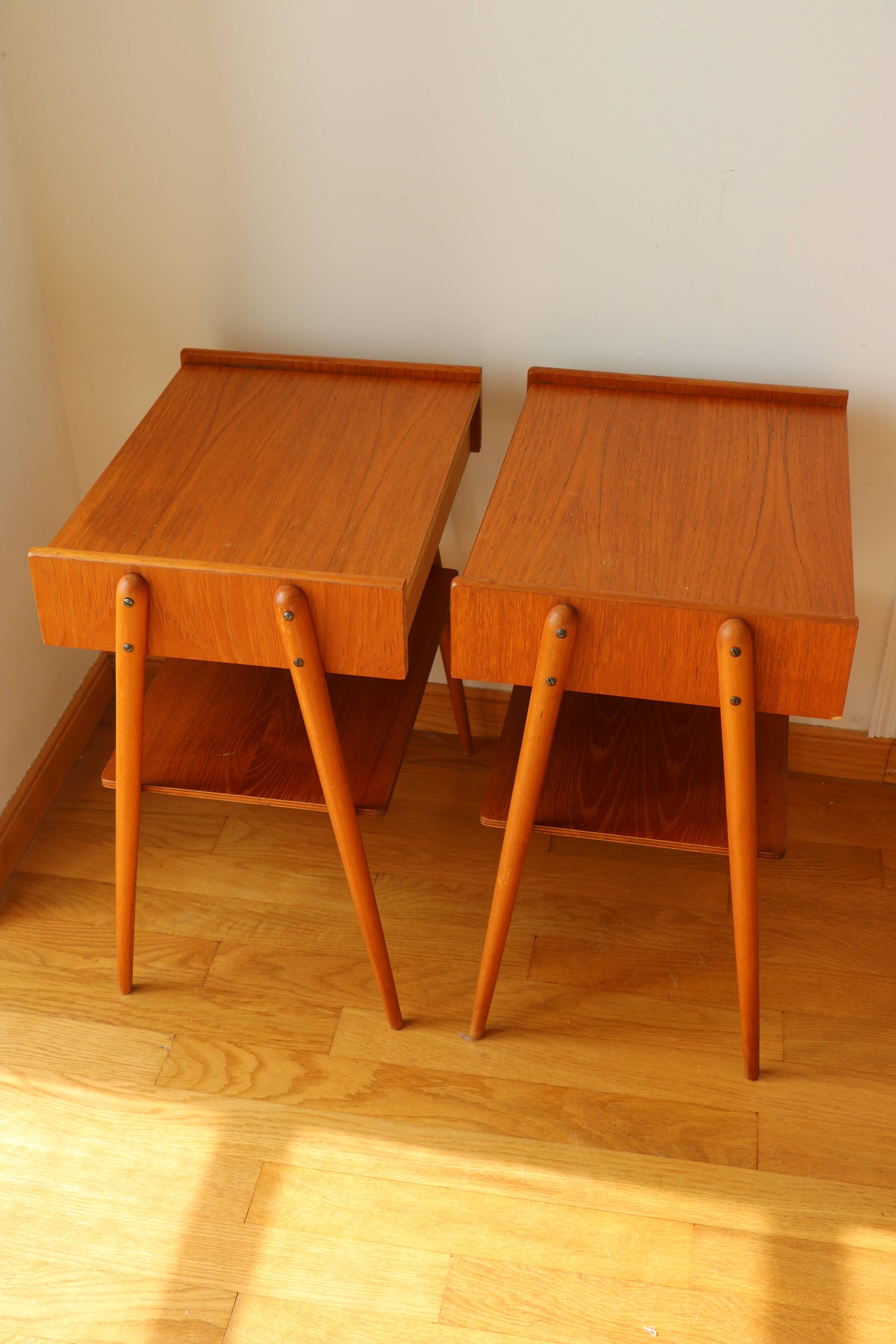Pair of teak bedside tables, Carlström Möbelfabrik, Sweden 1960