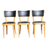 3 chaises baumann dos large skaï noir