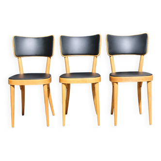 3 baumann chairs with wide backs in black leatherette