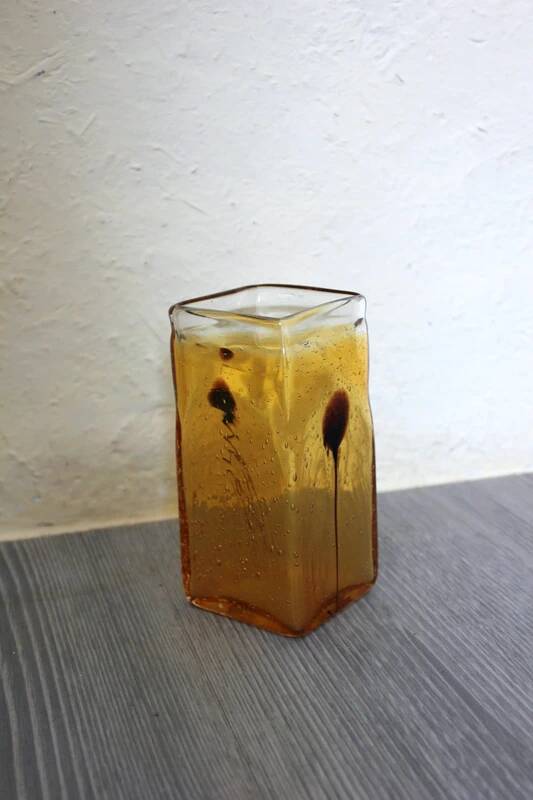 Vintage amber bubble glass vase from the 1960s, Scandinavian.