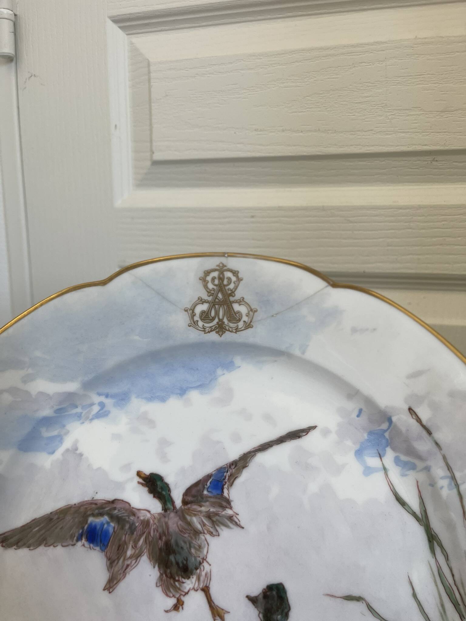 Antique 6x Sèvres Porcelain Plates Lahore & Basket 19th Century Hunting