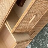 Commode rotin années 70