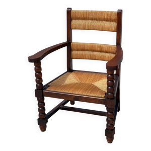 Fauteuil en  chêne teinté