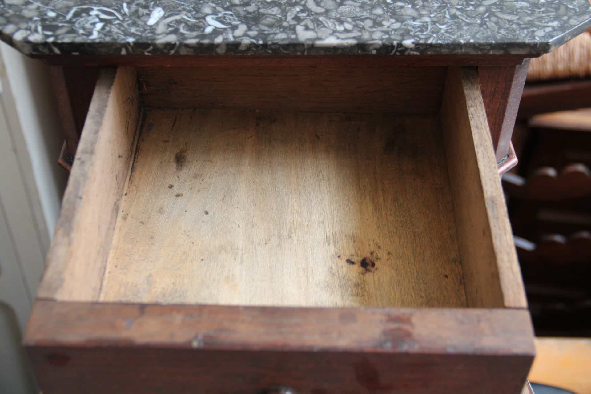 Louis Philippe period bedside or extra furniture in dark oak.