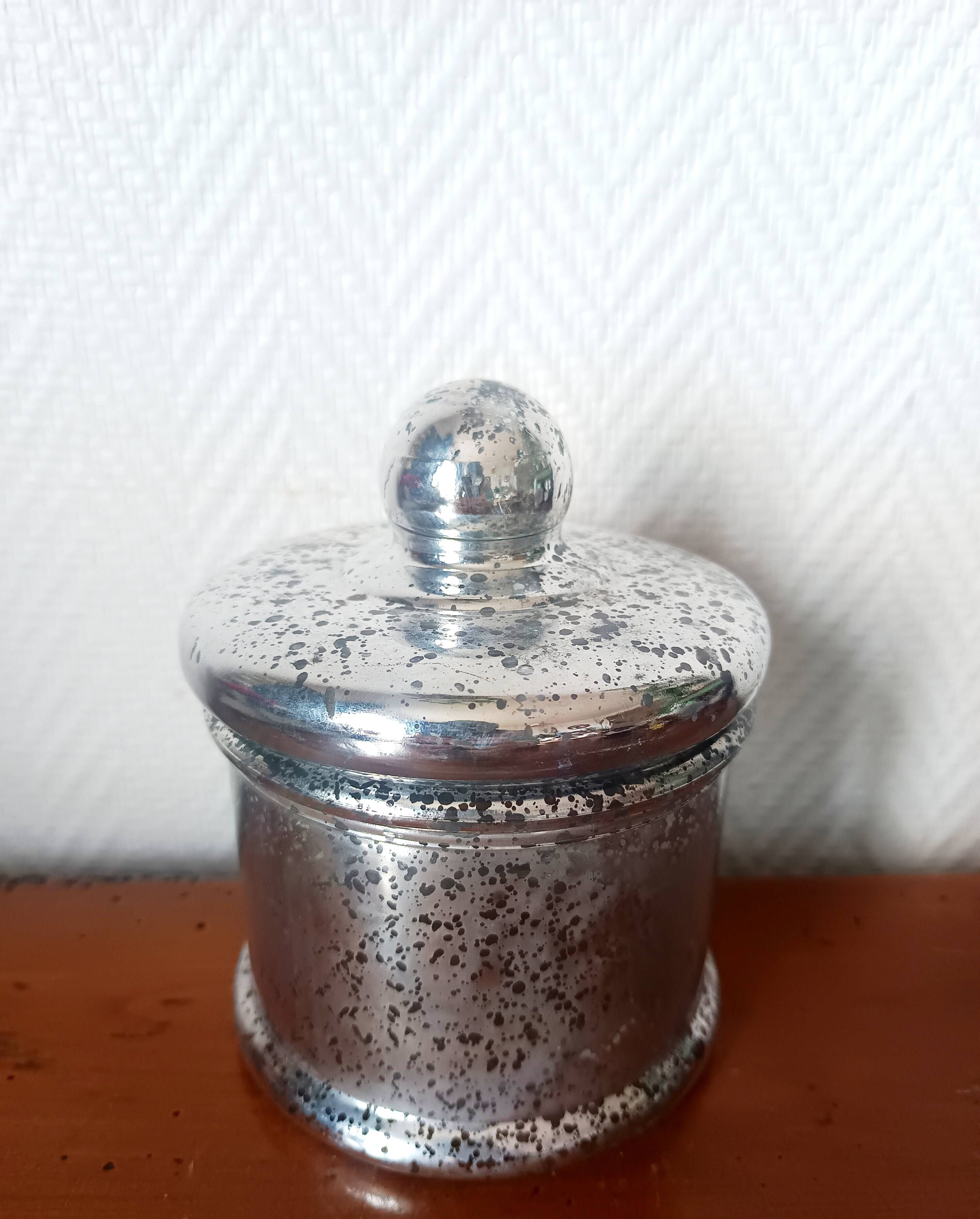 Vintage candy dish in reverse-painted glass