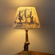 Jouy fabric lampshade, marine decoration