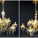 Bronze chandelier, crystal.