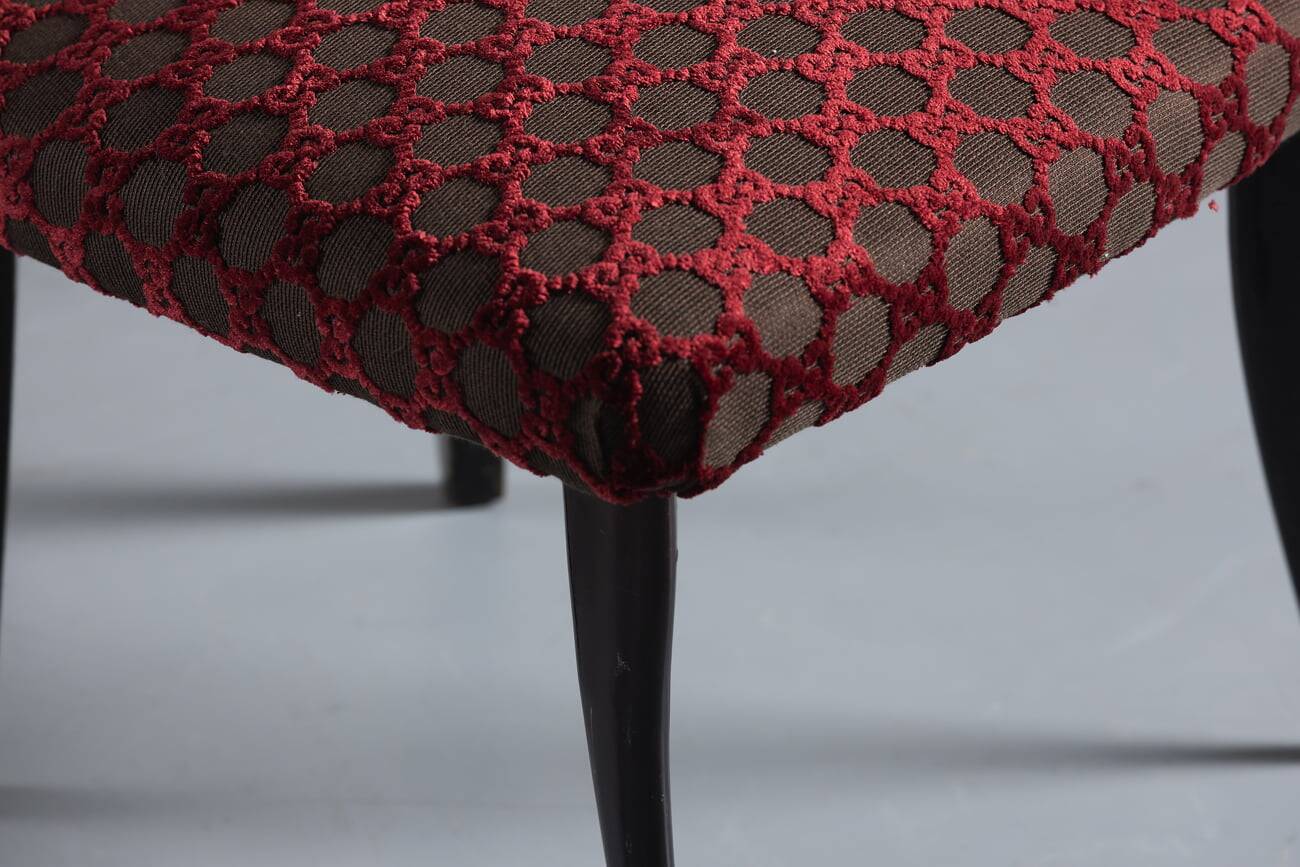 Elegant Gucci fabric upholstered chair, Italy, 1950s