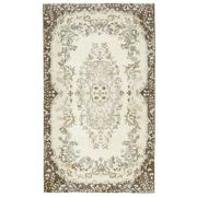 1970s Turkish Oushak Handmade Wool Cotton Beige Area Rug 114x197