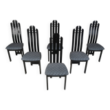 Vintage post modern black wooden dining chairs, 1980s