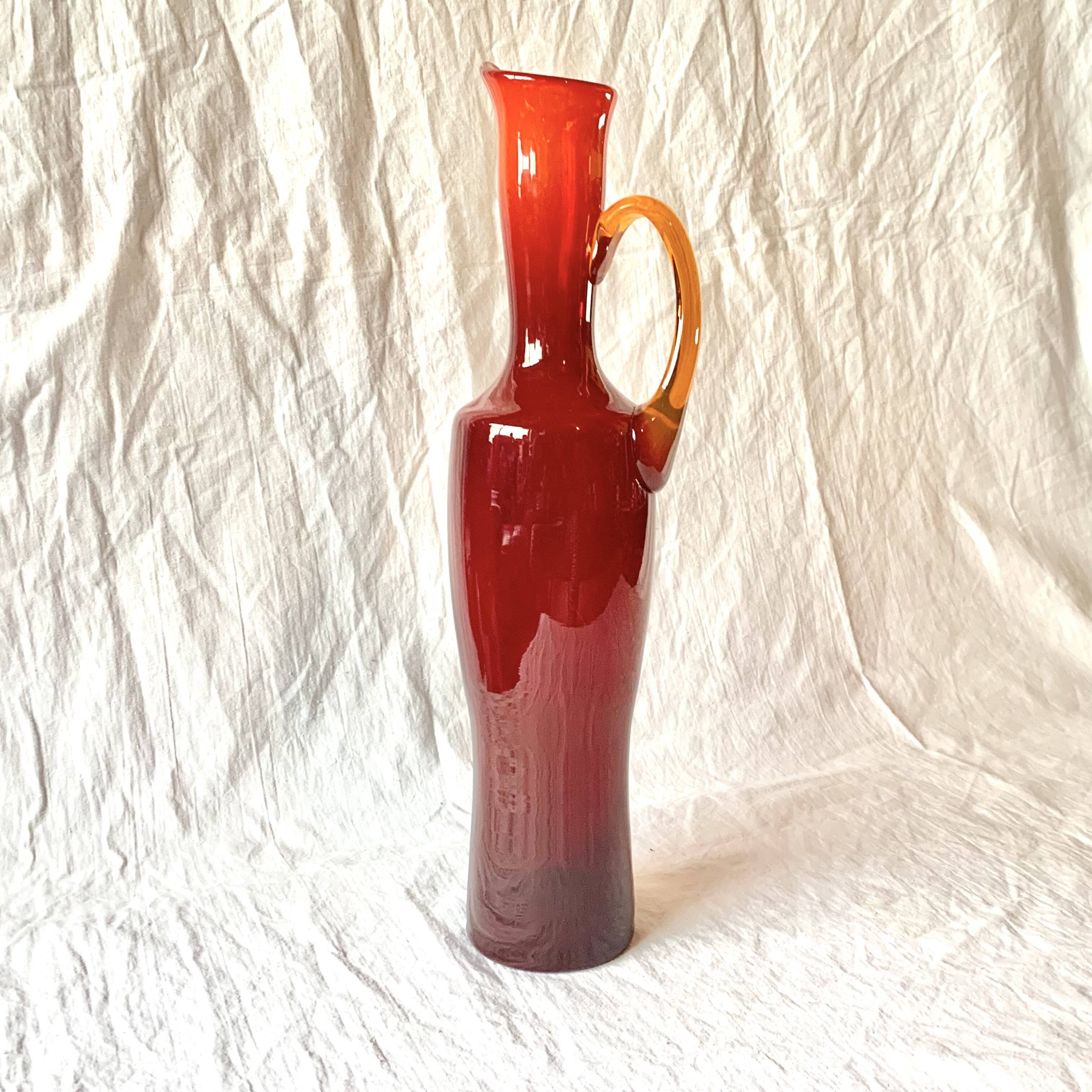 Vintage red blown glass vase